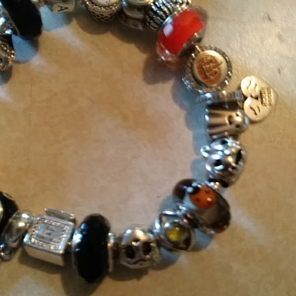 Auth PANDORA 20 CHARMS Halloween bracelet all auth retired new and used 8.5 brac - Picture 2 of 9